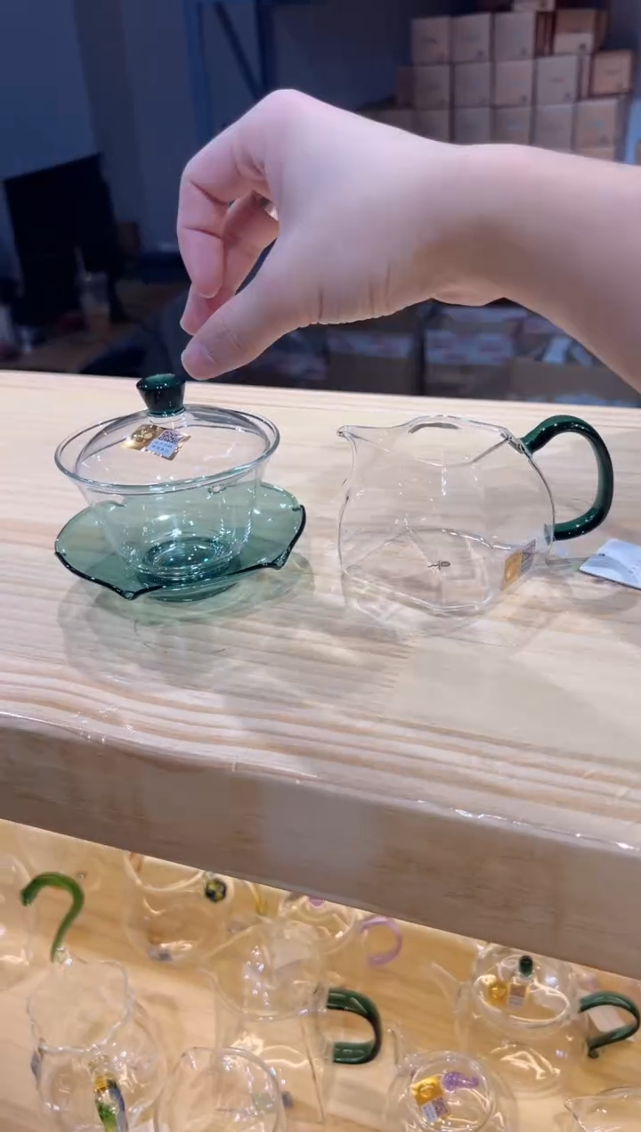 禾器-悠乐茶海-墨绿色+荷叶盖碗-墨绿色