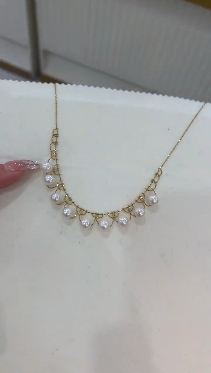 【闪购商品】海水珍珠项链18K金镶嵌akoya蕾丝项链zzxm