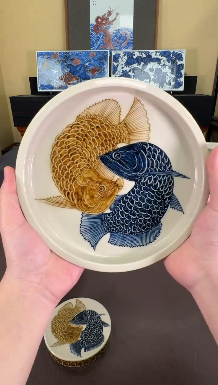 【闪购商品】二号釉金龙鱼壶承