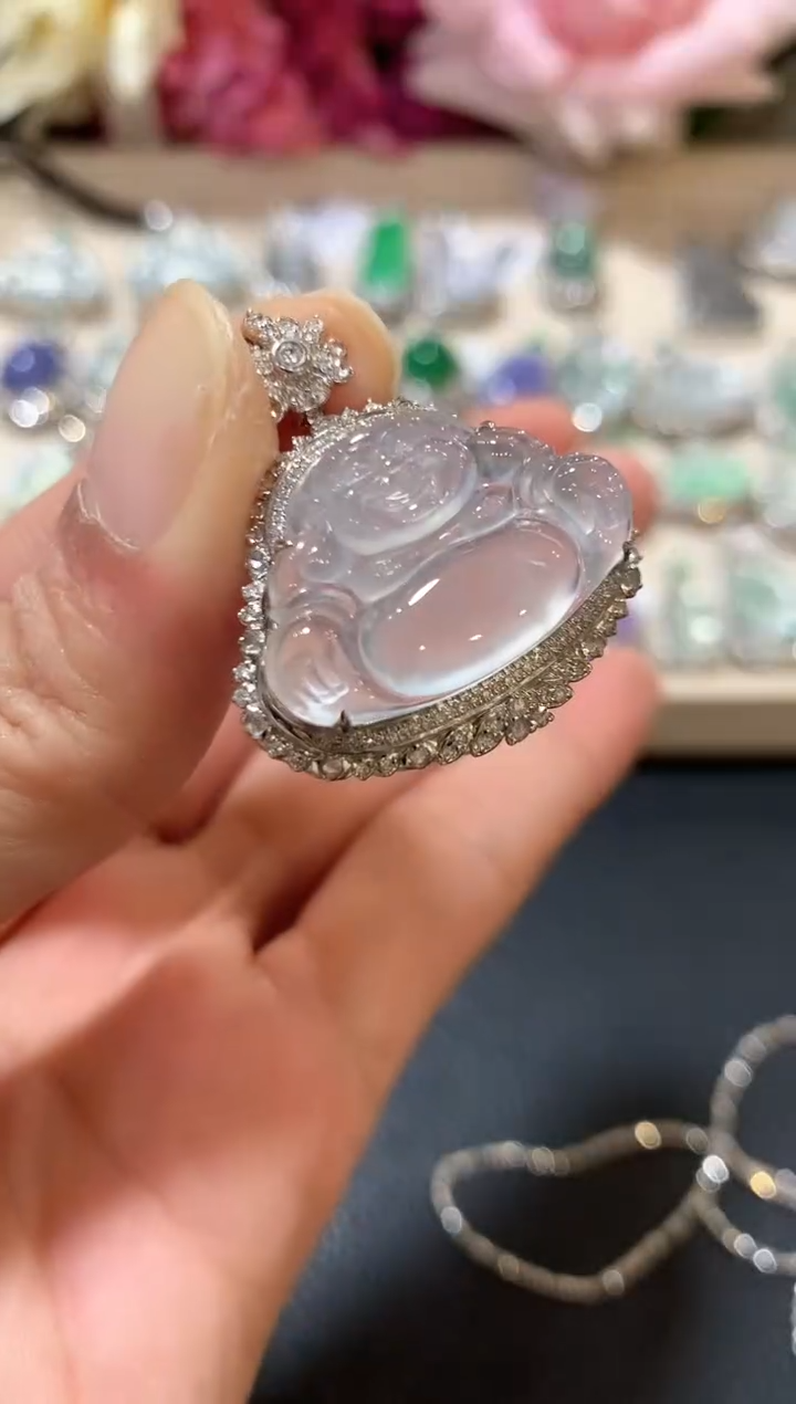 吊坠(不含链)18K金镶嵌翡翠z96  