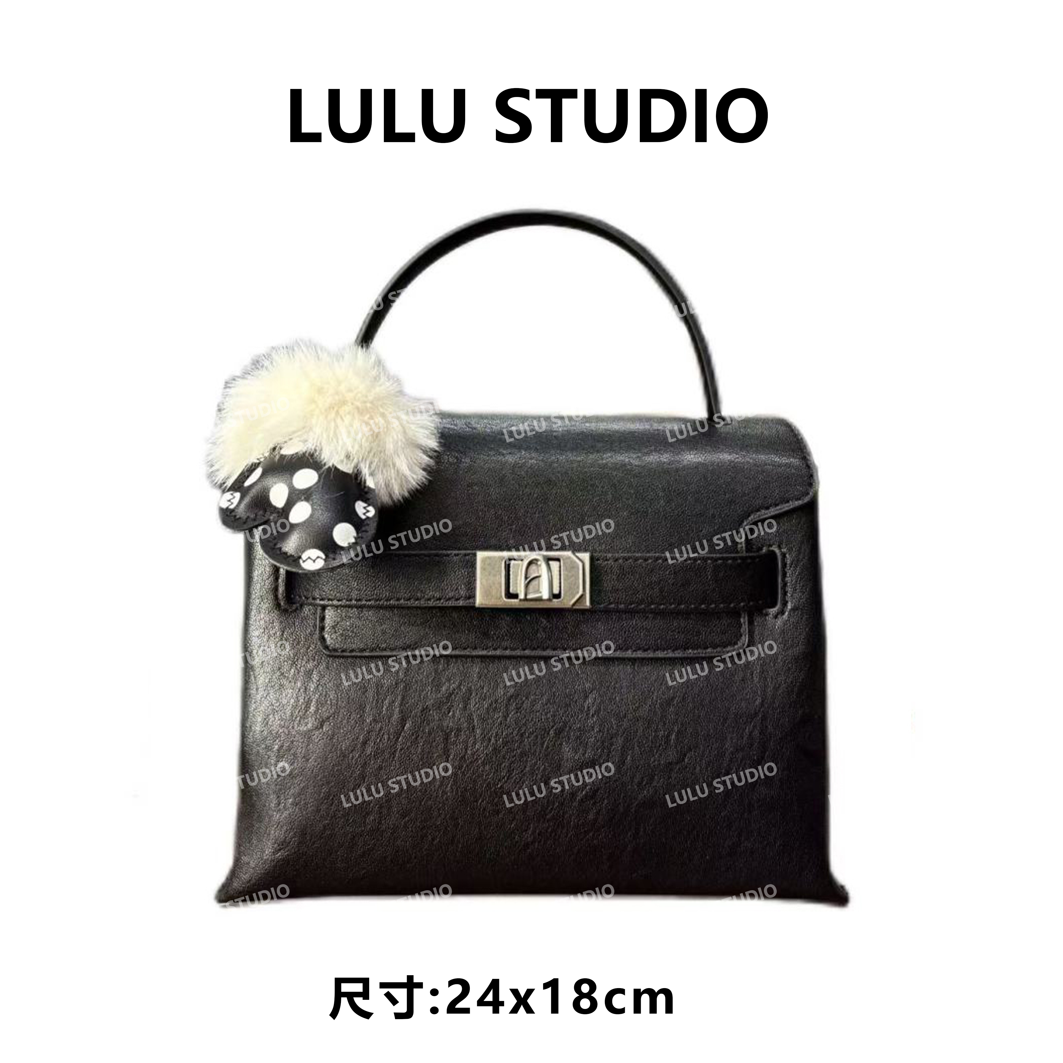 【LULU】SD-50291-黑色RAIN.CUN气质时尚百搭简约斜跨轻奢女包