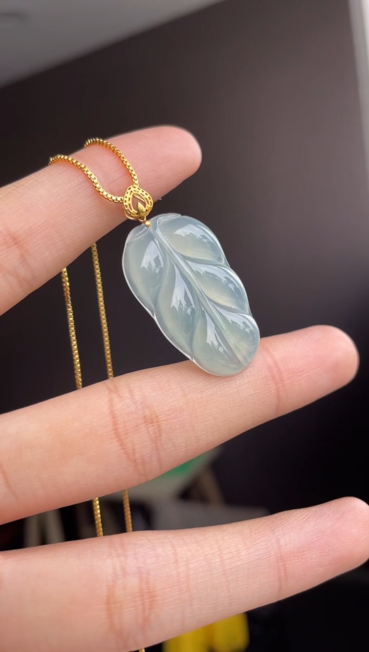 吊坠(不含链)18K金镶嵌翡翠天然缅甸A货翡翠