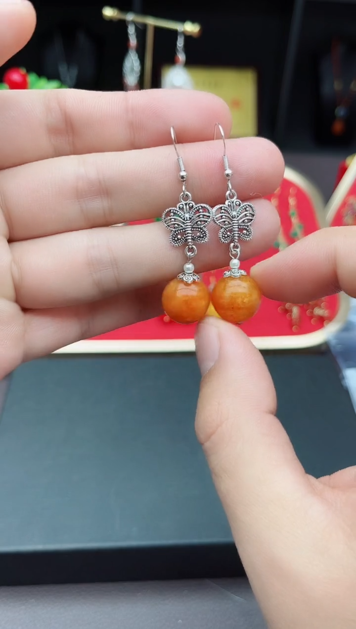 【闪购商品】玛瑙/玉髓耳钉银S925镶嵌436000