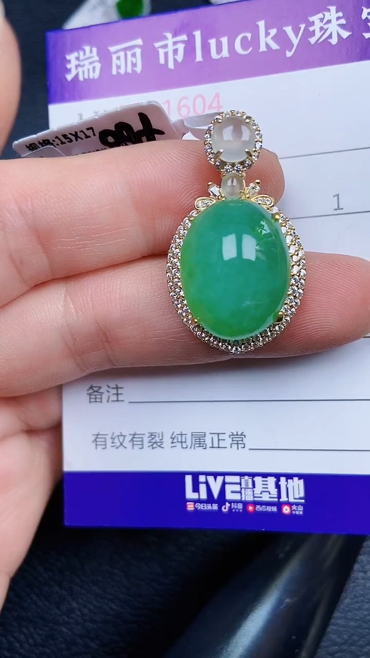 颈饰银S925镶嵌翡翠1604