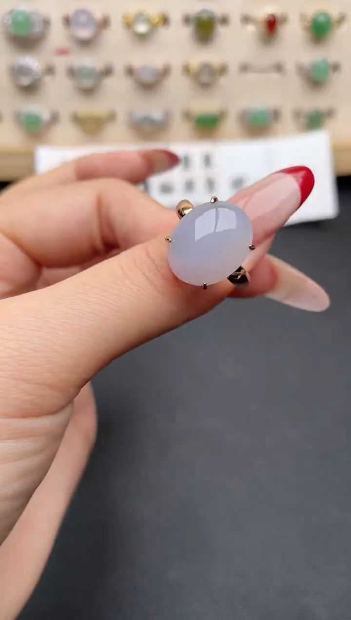 【闪购商品】翡翠戒指银S925镶嵌一物一证一礼盒