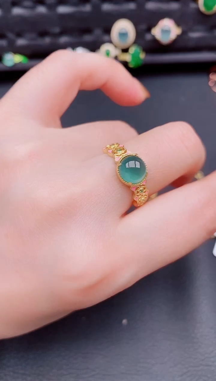 【闪购商品】翡翠戒指银S925镶嵌天然a货翡翠483