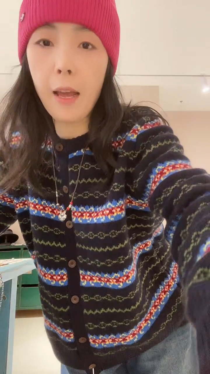 藏蓝色条纹开衫纽扣290