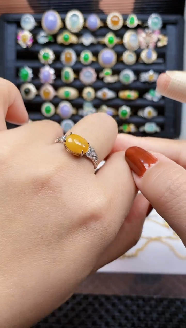 银S925镶嵌戒指翡翠259