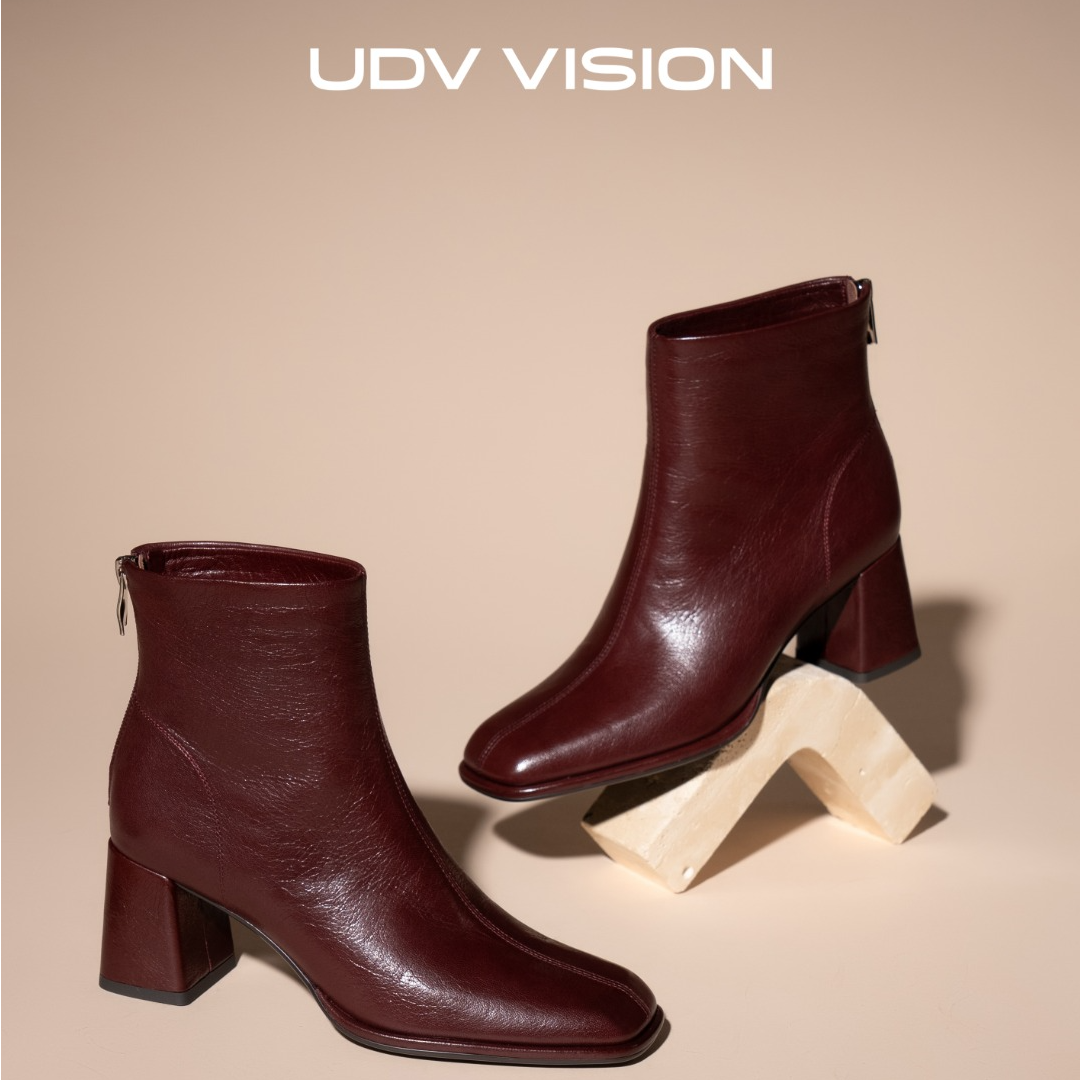 高跟粗跟显脚小女士短筒靴气质时尚百搭时装靴短靴