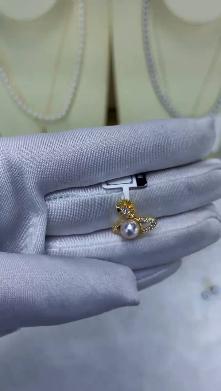 银S925镶嵌DA海水珍珠x019 吊坠6-7MM