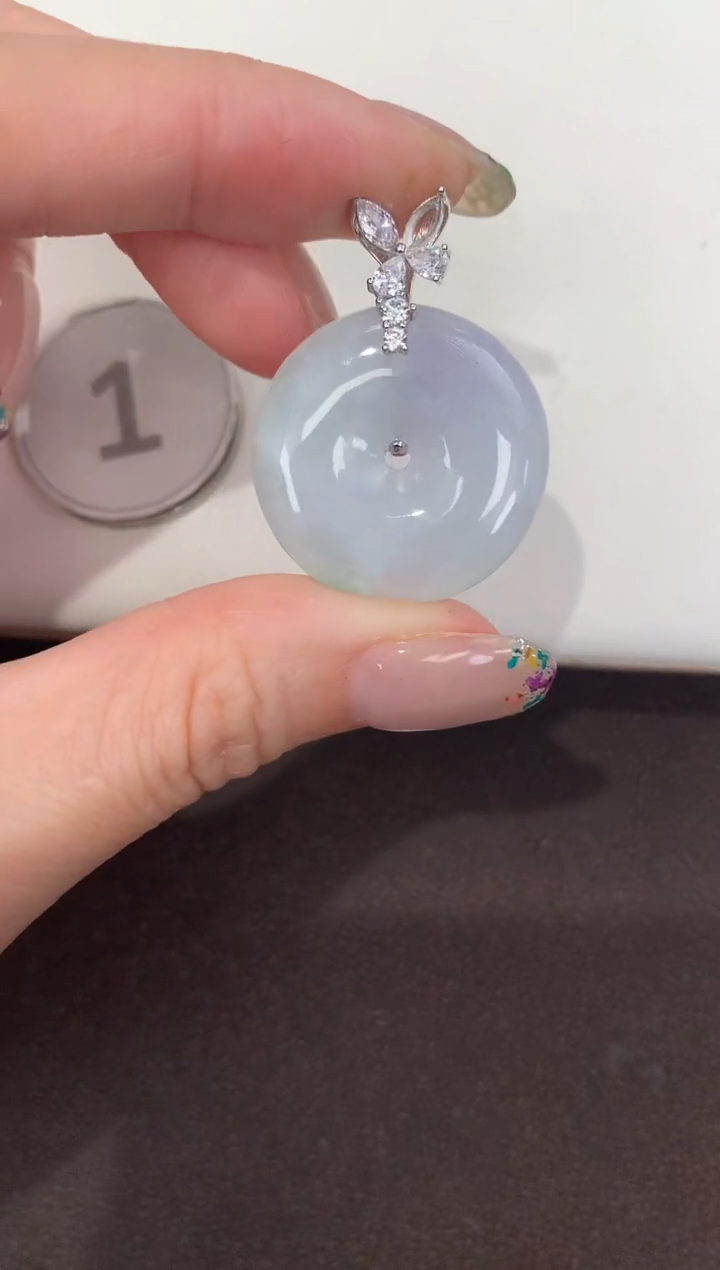 颈饰银S925镶嵌翡翠 天然缅甸a货翡翠