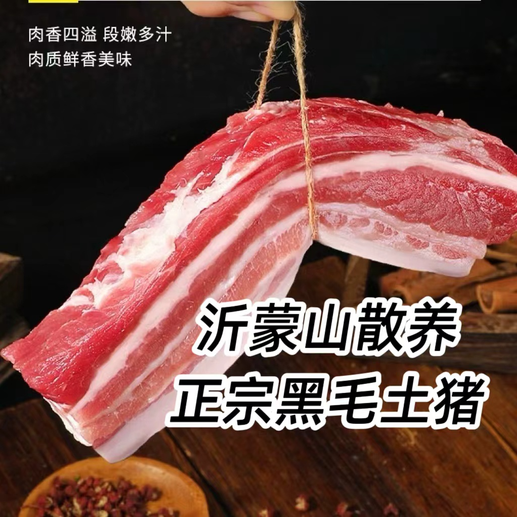 到手10斤 黑毛土猪沂蒙山【买6斤送4斤】黑土猪肉五花肉散养 顺丰冷链