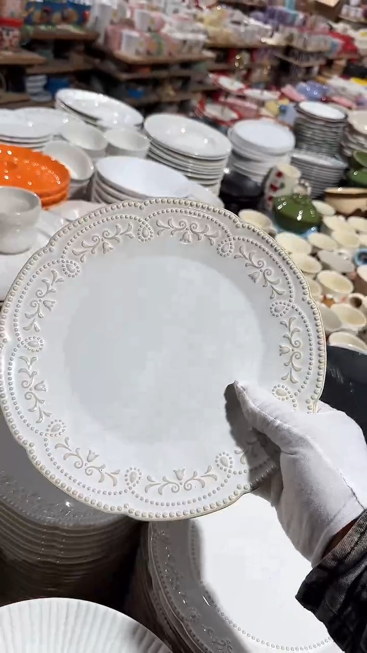 陶瓷10英寸浮雕盘微瑕 凑满20元包邮