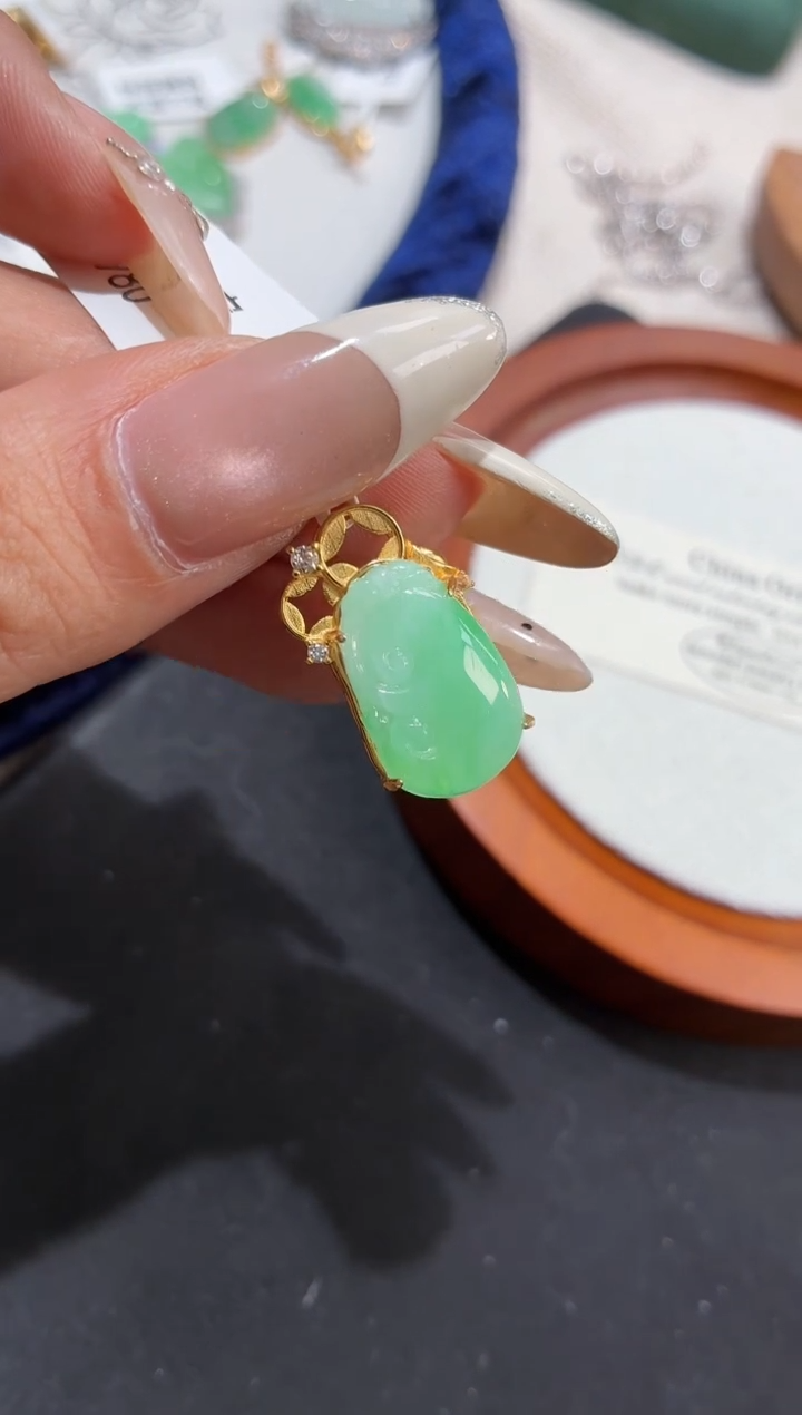 吊坠(不含链)银S925镶嵌翡翠【挽石珠宝】如意