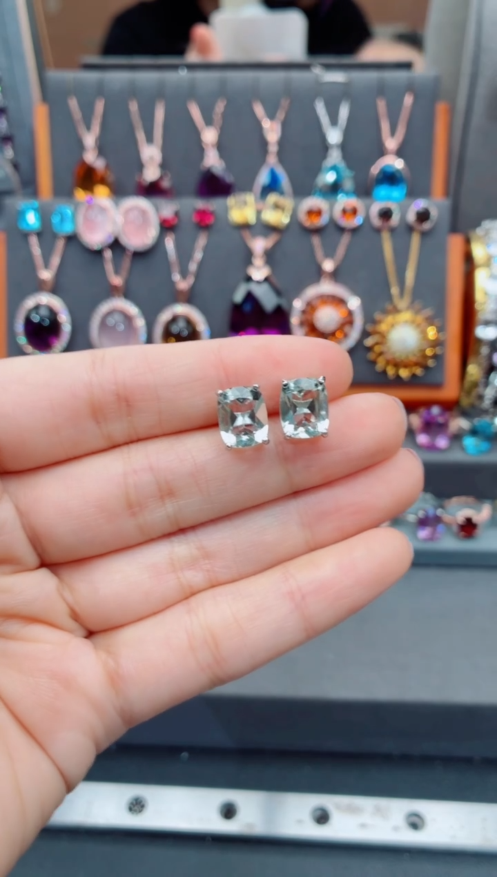 银S925镶嵌耳饰水晶水晶耳饰