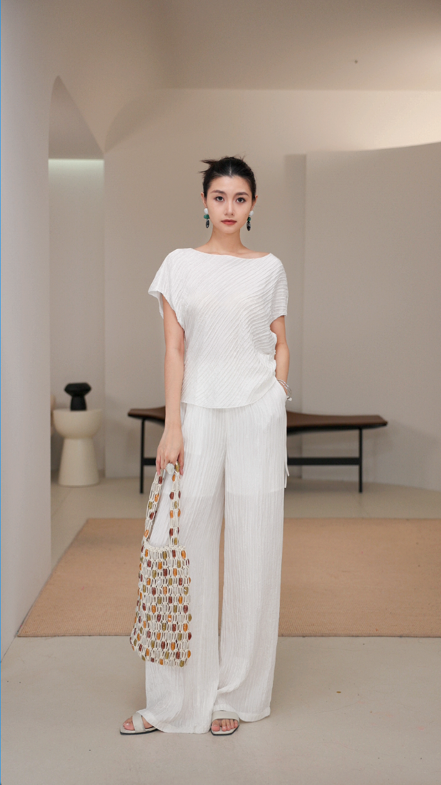 LYNEE  褶皱长裤时尚夏季新款休闲裤子LGD2FSW337