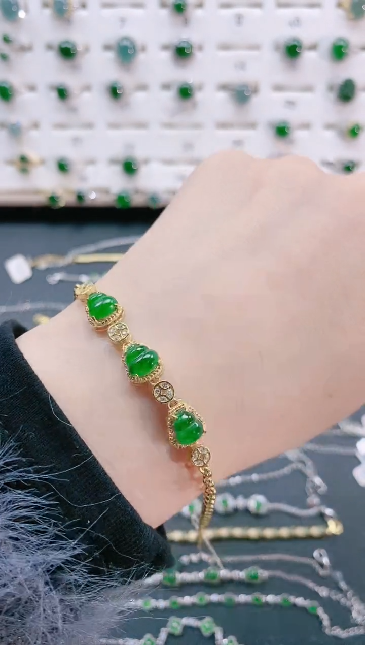 【闪购商品】翡翠手链银S925镶嵌天然翡翠