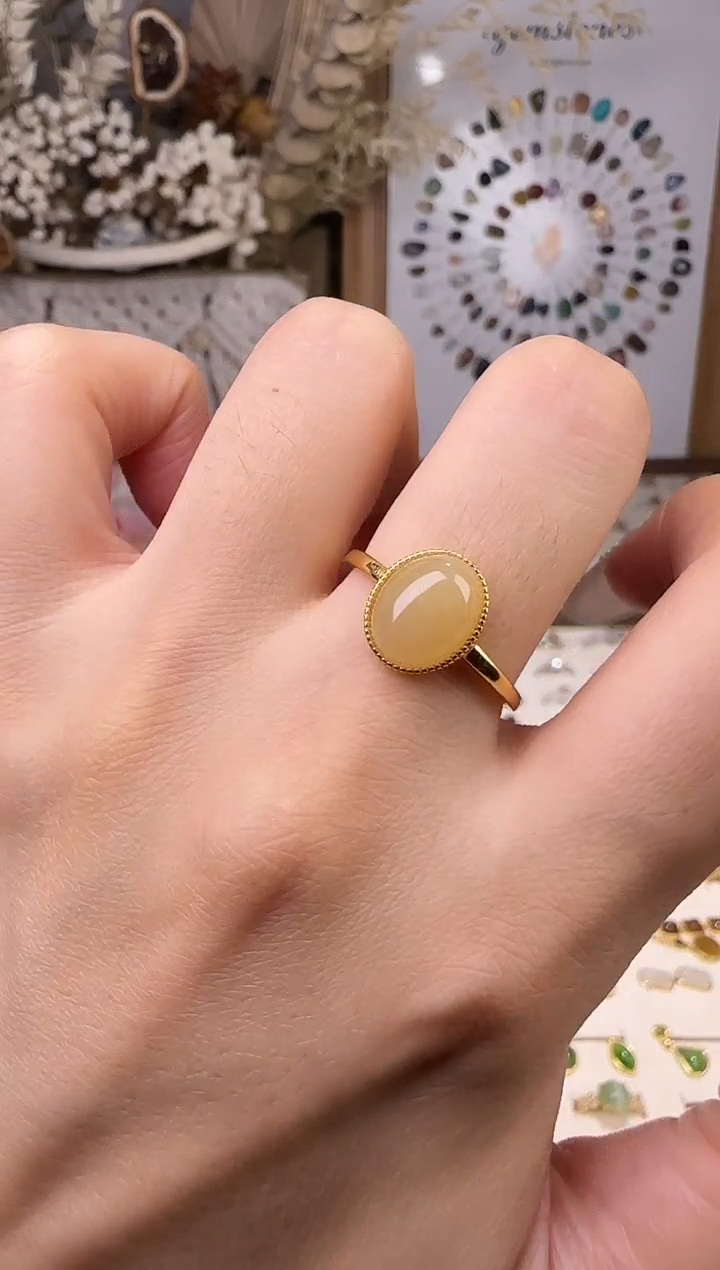 天然辰砂和田玉戒指