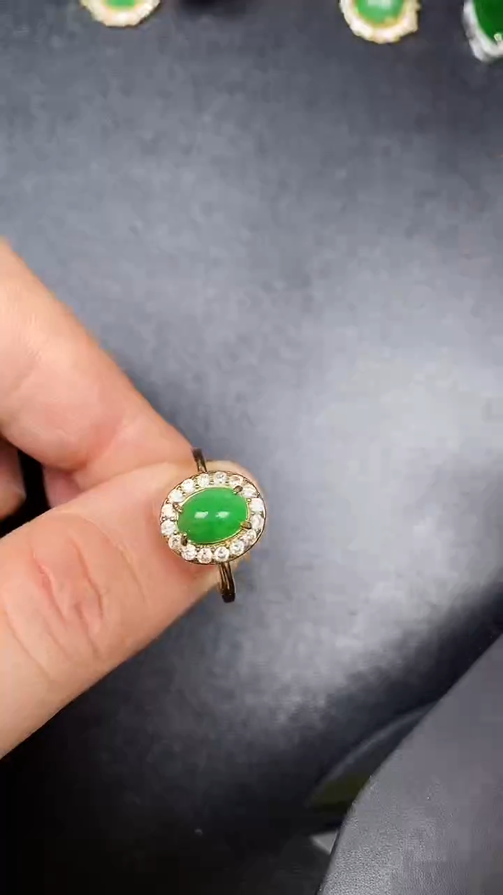 银S925镶嵌戒指翡翠1490