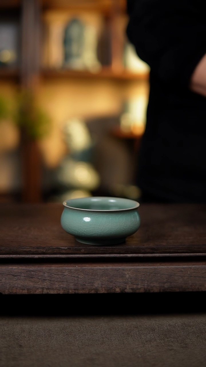 【闪购商品】杯仿古纯手工翡翠绿炉式杯一级