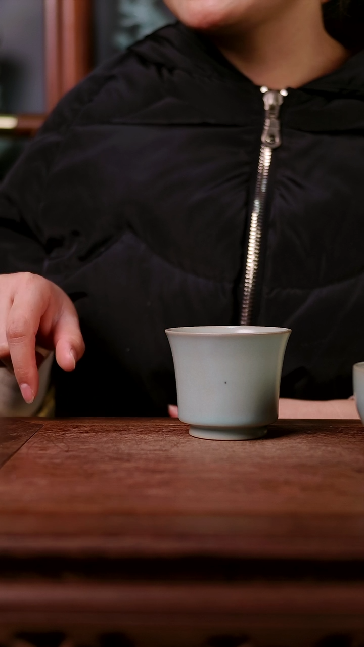 杯子陶青霁汝窑仿古釉  微瑕