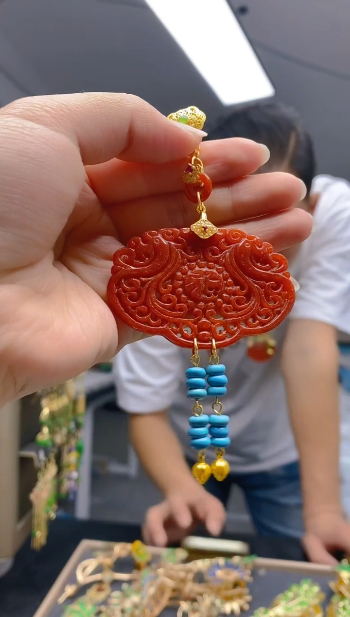 【闪购商品】翡翠耳饰合金096翡翠压襟