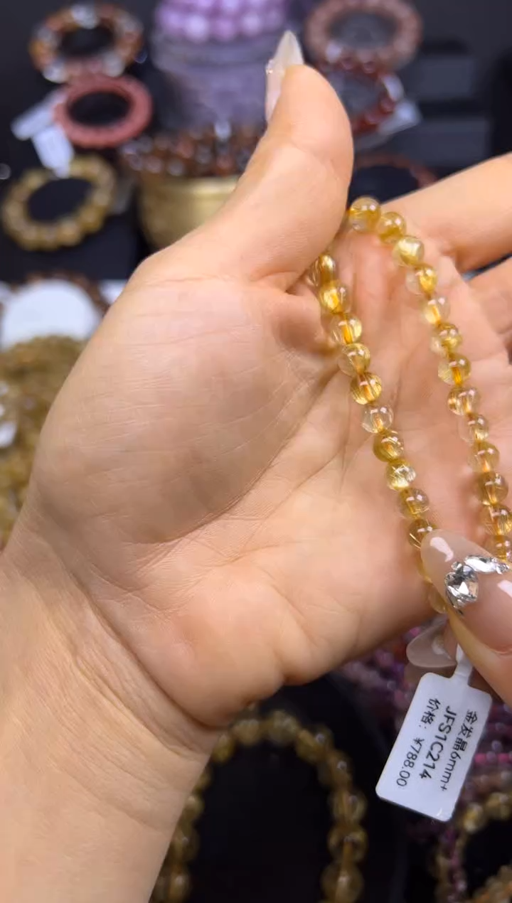 未镶嵌手串水晶金发晶6mm+