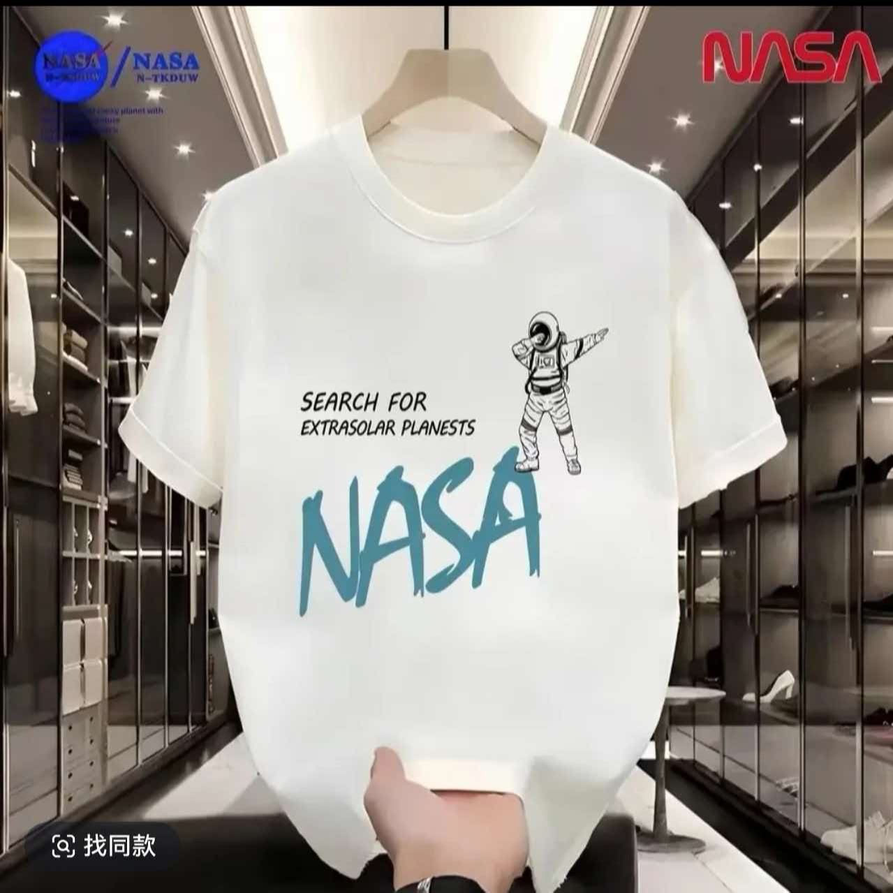 NASA联名夏季圆领短袖T恤微宽松时尚男女同款休闲半袖百搭T恤