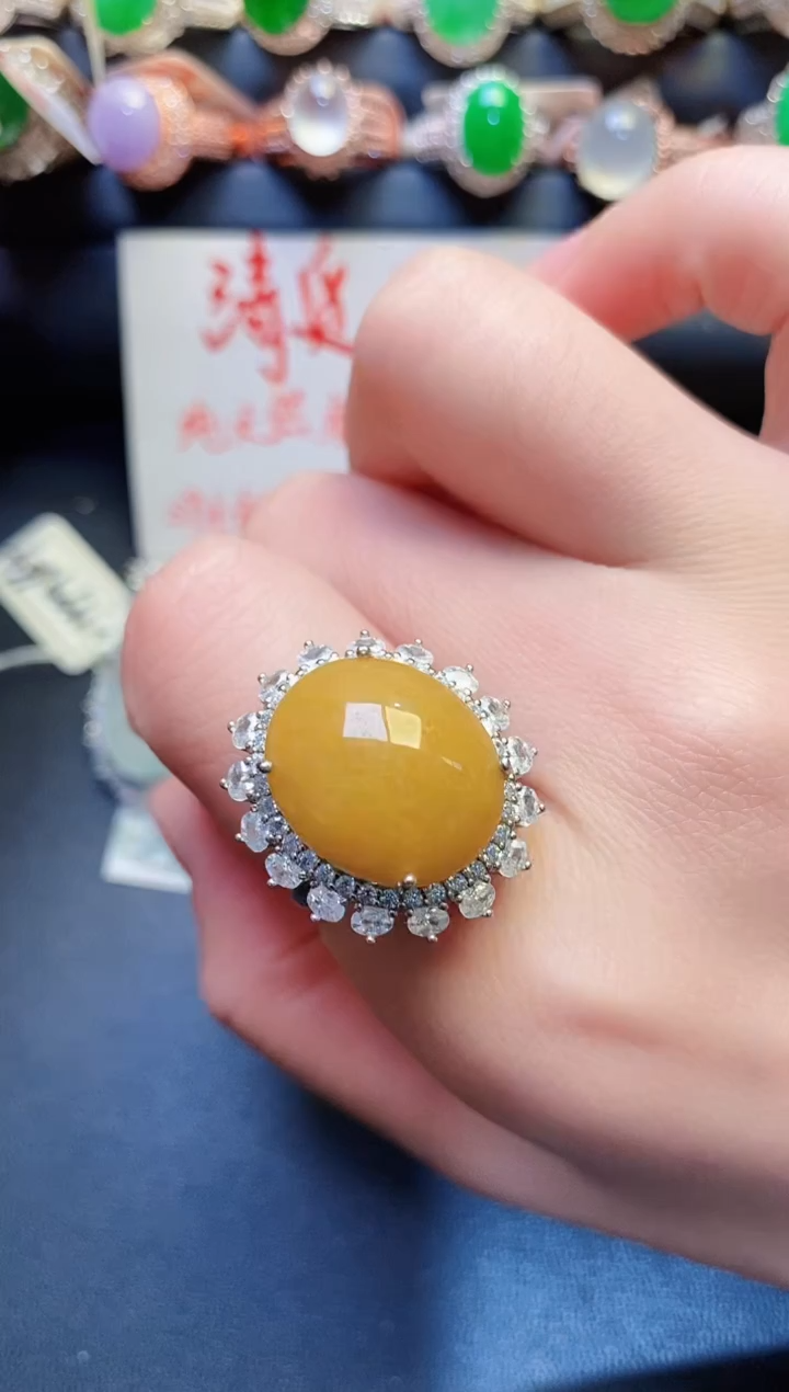 银S925镶嵌戒指翡翠我天然