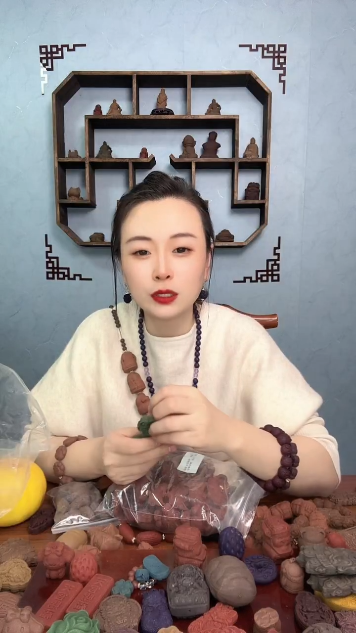 泥塑藏式养生双面莲花1个