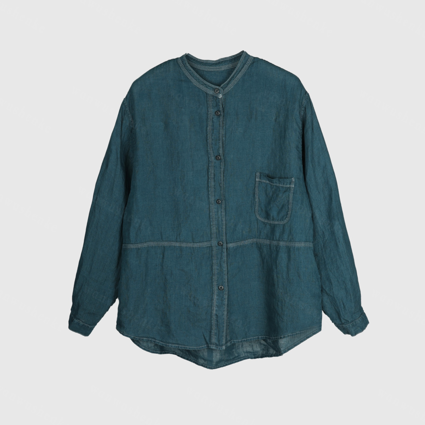 万物身客 垒25S0416 群青麻上衣休闲基础衬衫
