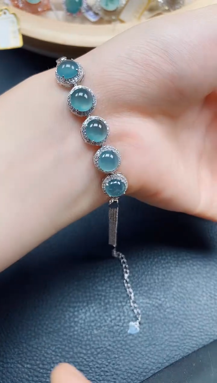 【闪购商品】翡翠手链银S925镶嵌翡翠