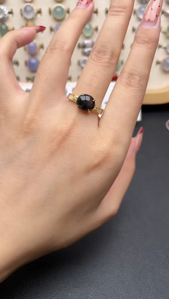 【闪购商品】翡翠戒指银S925镶嵌一物一证一礼盒