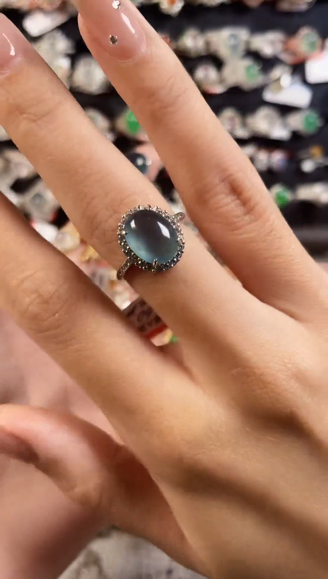 银S925镶嵌戒指翡翠天然A货翡翠117