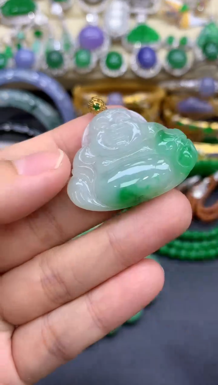 颈饰18K金镶嵌翡翠294-中国好珍宝