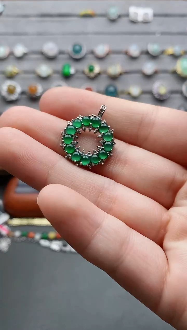 【闪购商品】翡翠颈饰银S925镶嵌一物一证