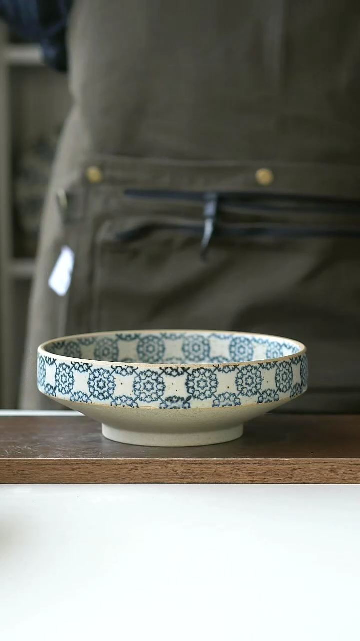 【闪购商品】陶瓷粗陶手绘绣球高足17cm@4-2@