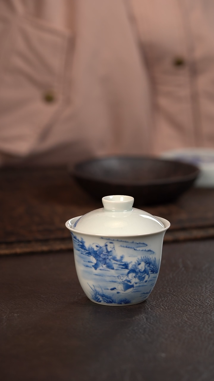 【闪购商品】杯聚澜堂童子戏水盖碗