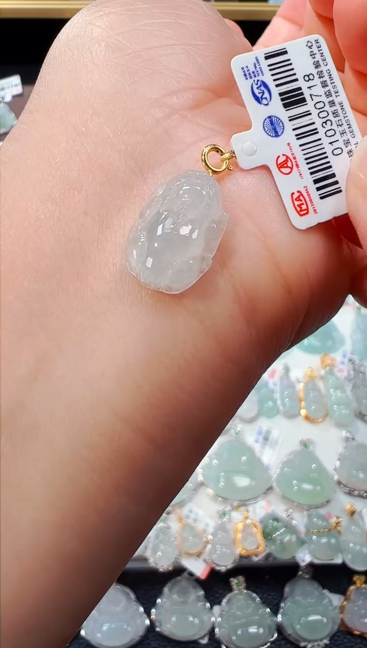 【闪购商品】翡翠吊坠(不含链)18K金镶嵌貔貅吊坠718