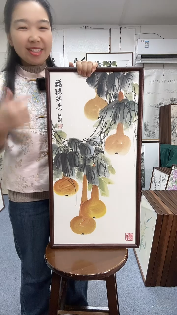 国画尺寸35*68实木画框京东包邮手绘