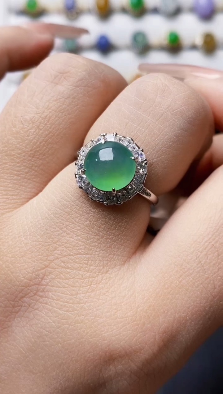 银S925镶嵌戒指翡翠1450