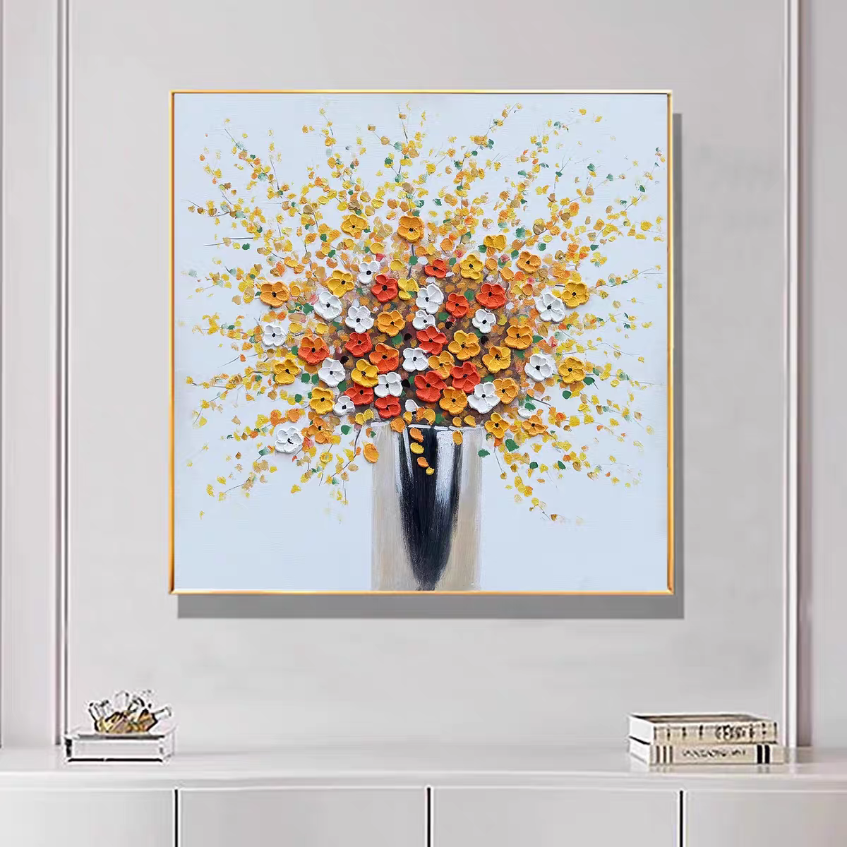 【黄金花树】油画玄关餐厅客厅轻者简约装饰画房间幅背景墙挂画8080
