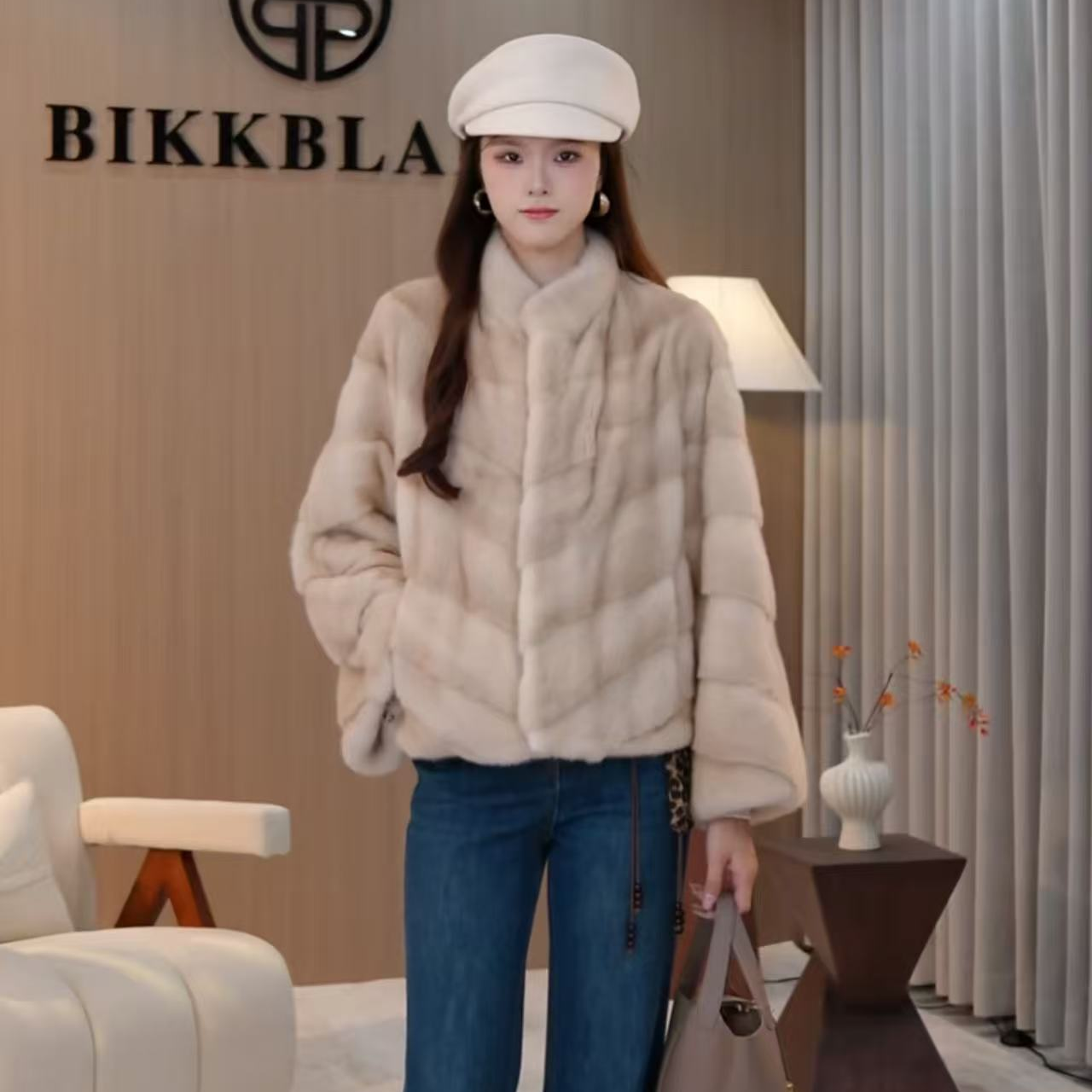 BIKKBLANC【蝶宿云栖】进口紫金短二水貂皮草时尚貂毛皮草6018苗