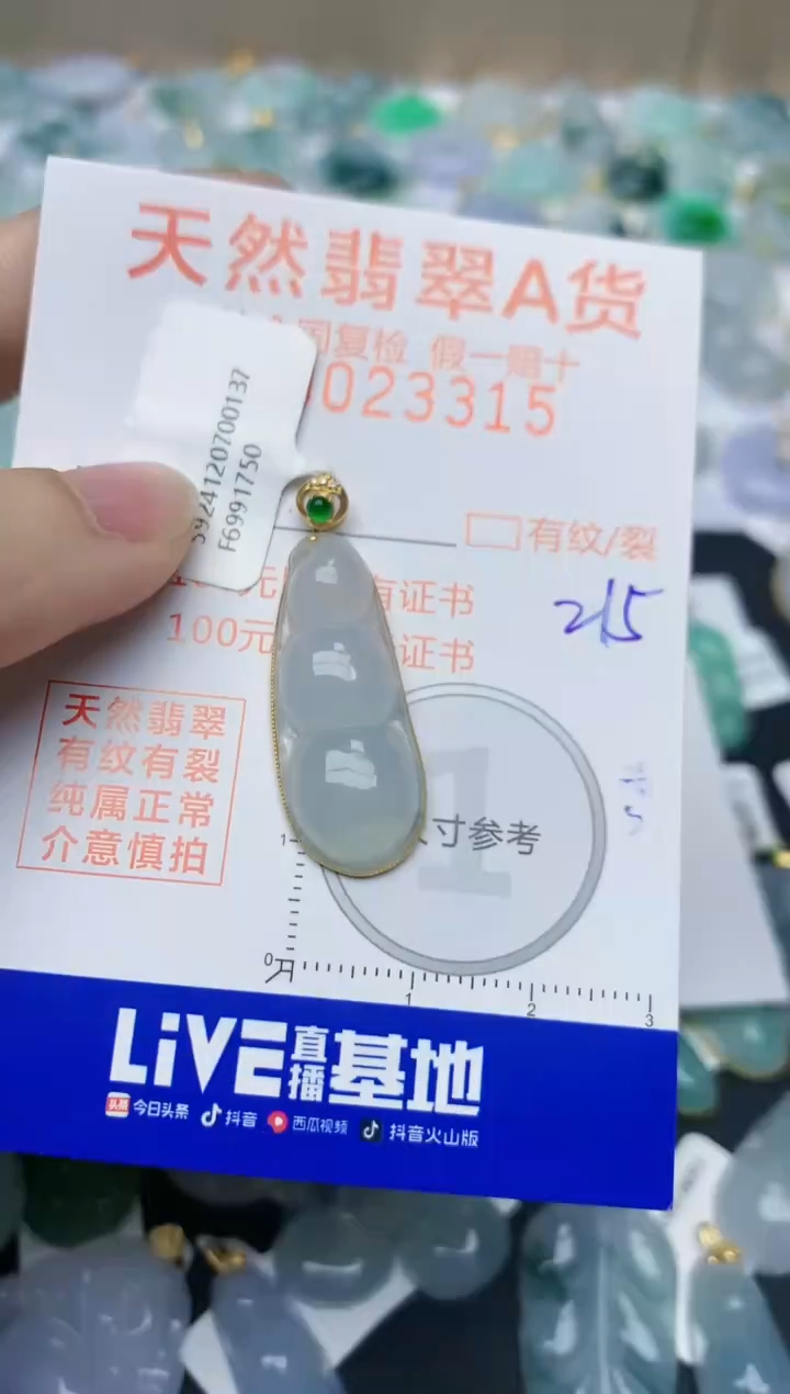 【闪购商品】翡翠颈饰18K金镶嵌天然翡翠A货    215