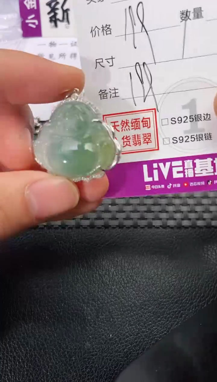 颈饰银S925镶嵌翡翠简**D199