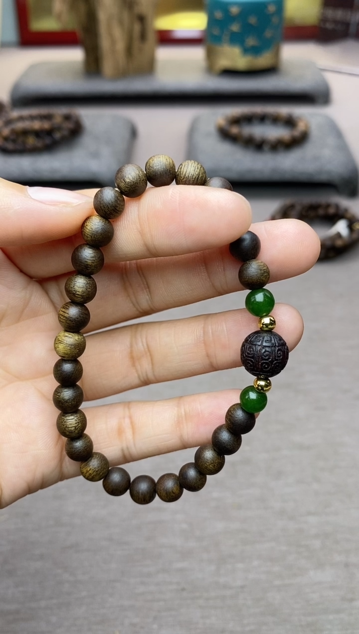 【闪购商品】沉香手串顺化紫棋06沉水+降真香1.0回纹+配饰