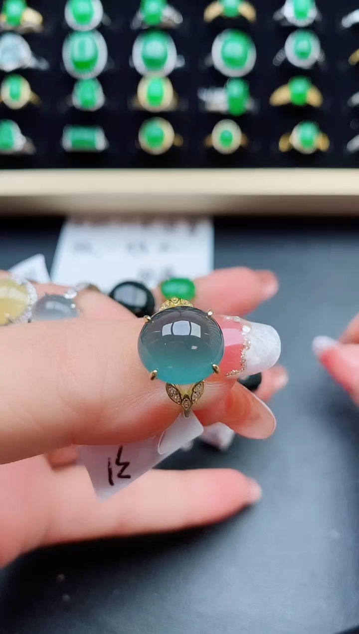 【闪购商品】翡翠戒指银S925镶嵌508080