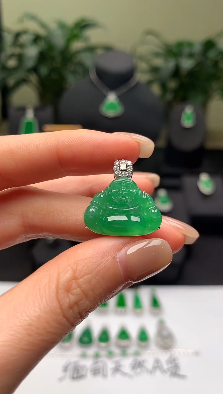 【闪购商品】翡翠颈饰18K金镶嵌佛公