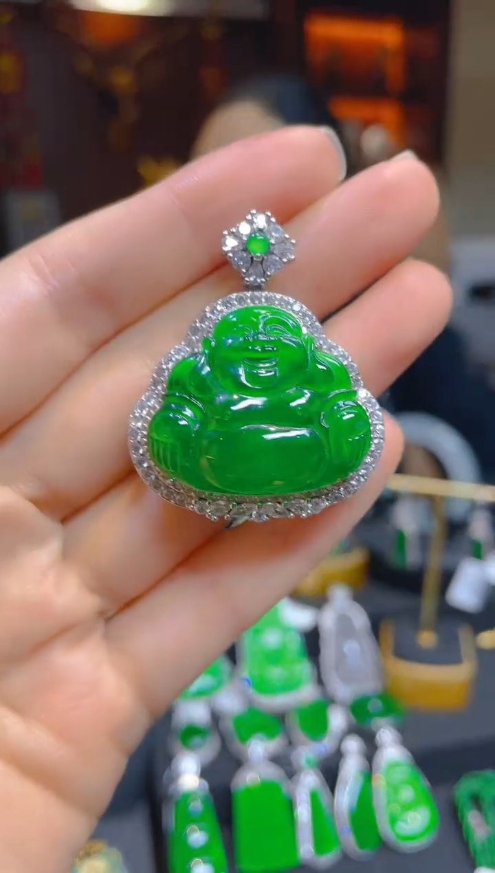 【闪购商品】翡翠颈饰银S925镶嵌121522天然A货翡翠佛公