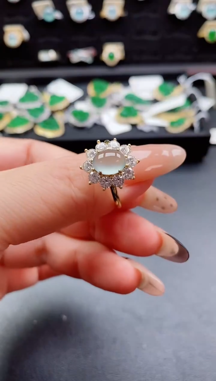 银S925镶嵌戒指翡翠1